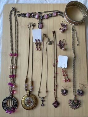 Lot of Silver Tone Pink/Purple 90s/Y2K Jewelry